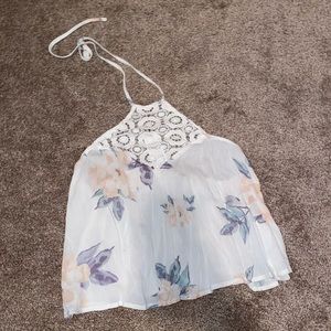 White floral halter top